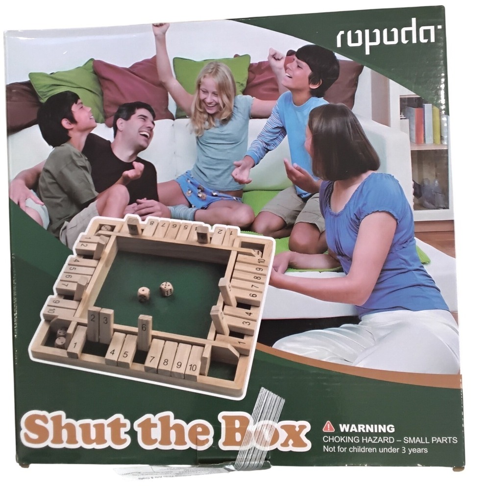Ropoda 4 Way Shut the Box Board Game Wooden Dice Game for Kids and Adults